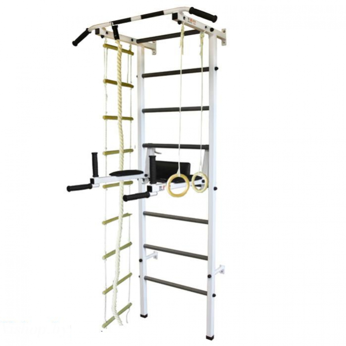 Спортивная шведская стенка с турником ЭКТА PRO Light 2 (СК 2) (бело-черная) с навесным