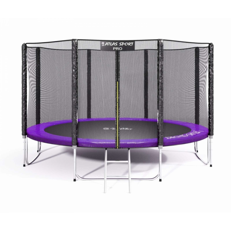 Батут Atlas Sport 374 см - 12ft PRO (усиленные опоры) PURPLE