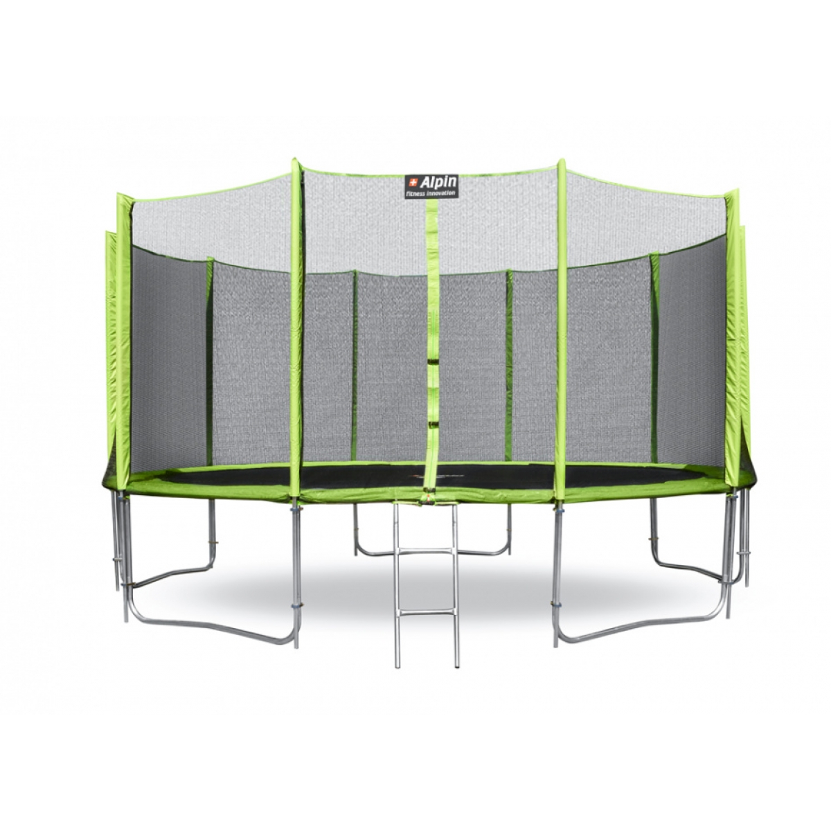 Батут Alpin 4.90 м с защитной сеткой и лестницей (зеленый)