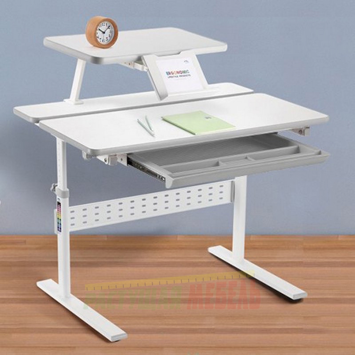 Детская парта Study Desk E202S с книжной полкой и подставкой для книг
