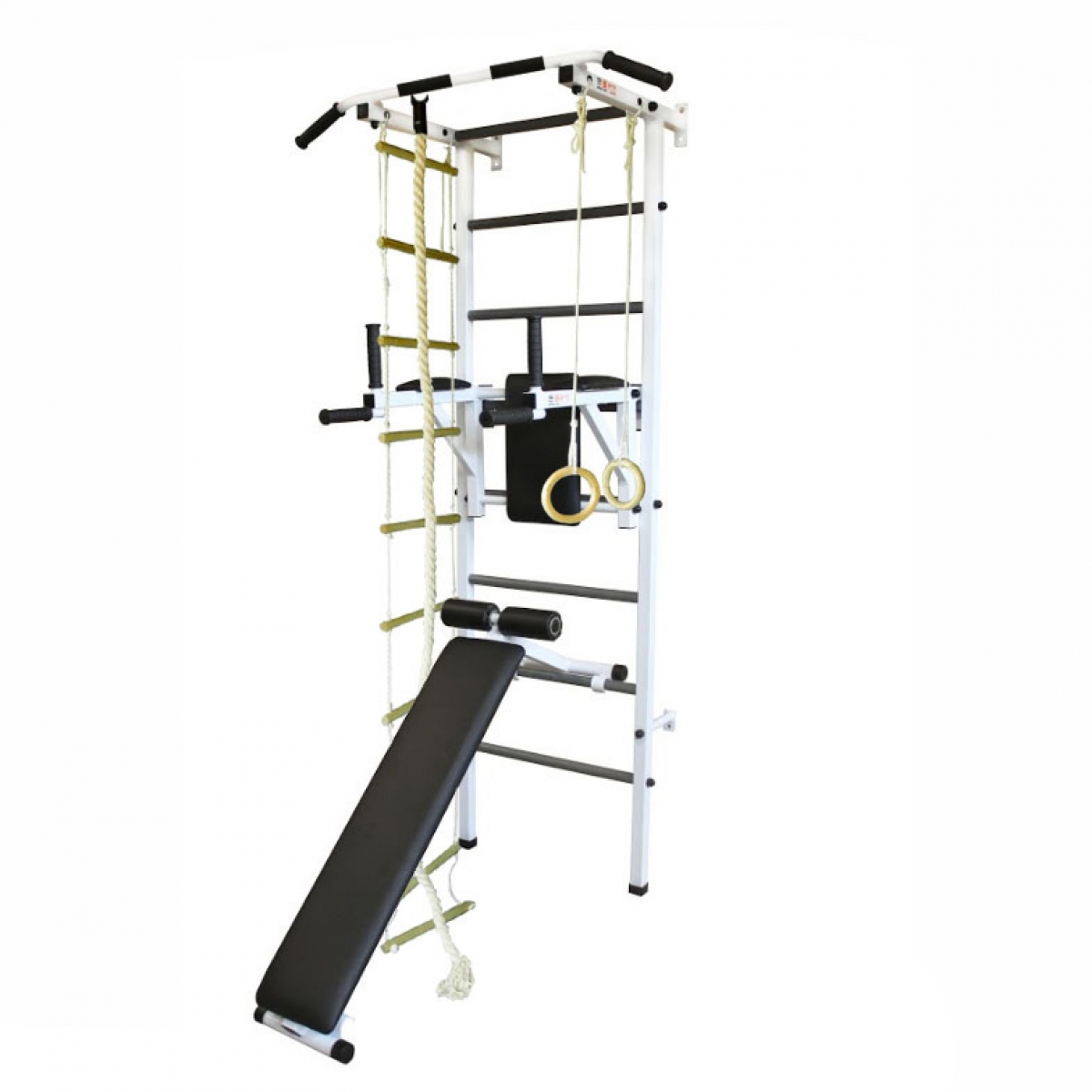 Спортивная шведская стенка ЭКТА PRO Light 5 (СК 5) с навесным (бело-черная)