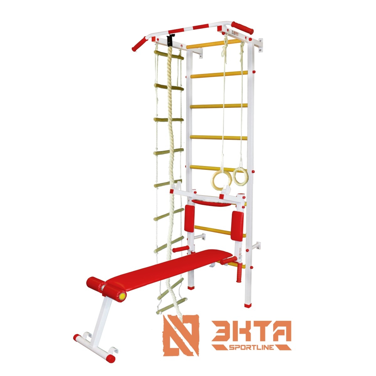 Спортивная шведская стенка ЭКТА PRO Light 3 (СК 3) с навесным (бело-красная)