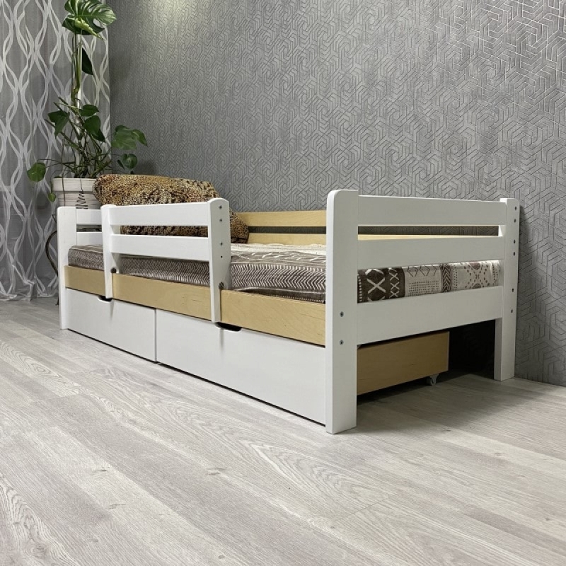 Кровать Ecodrev Классик с ящиками и бортиком (сканди)