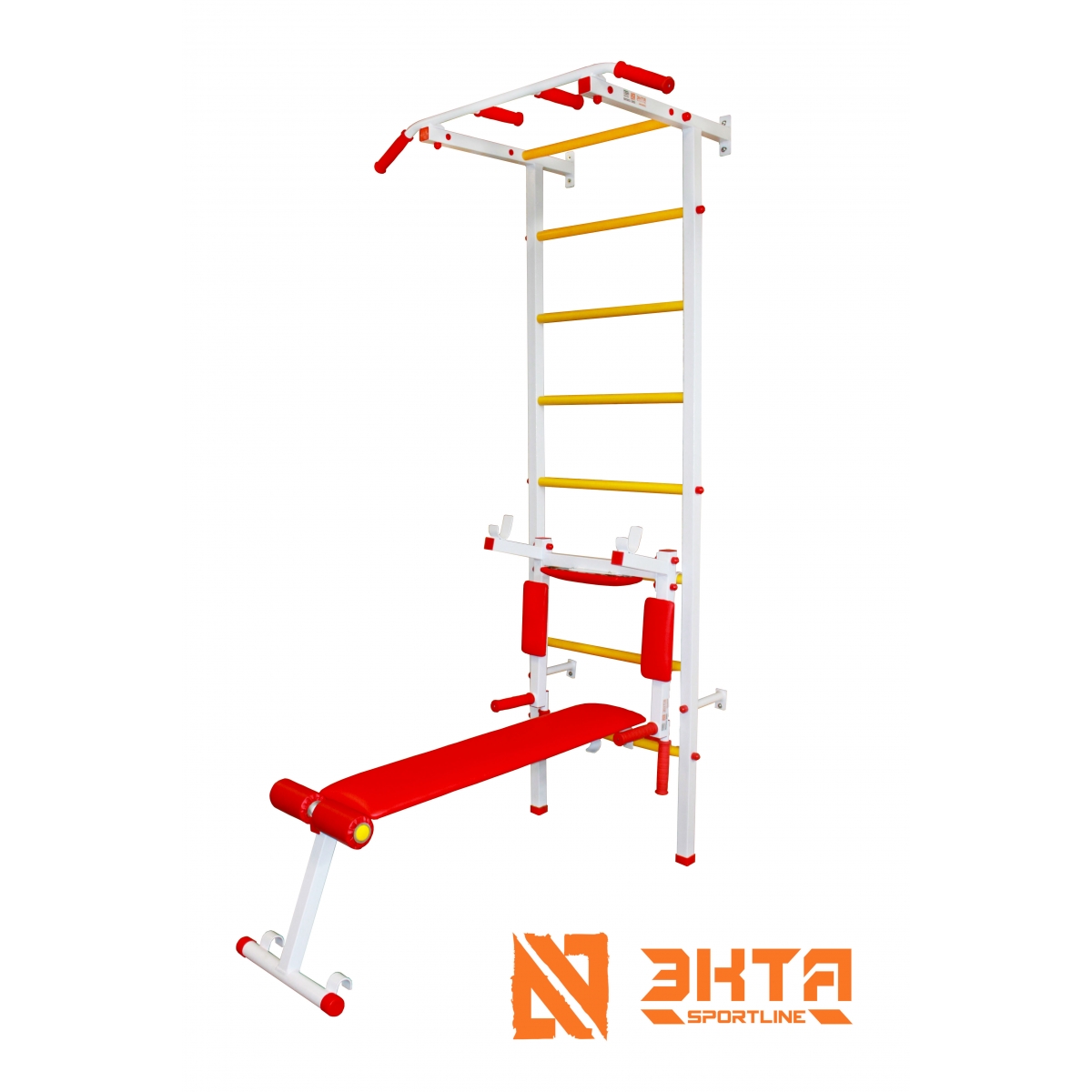 Спортивная шведская стенка с турником ЭКТА PRO 3 (СК 3У) (бело-красная)
