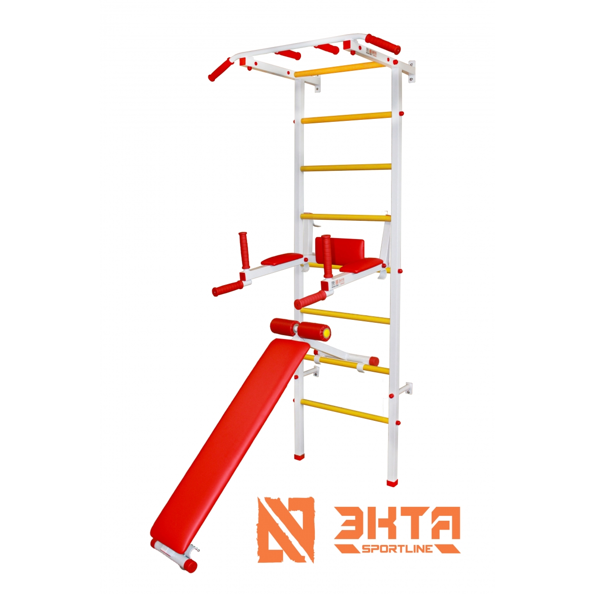Спортивная шведская стенка ЭКТА PRO 3 (СК 3У) с навесным (бело-красная)