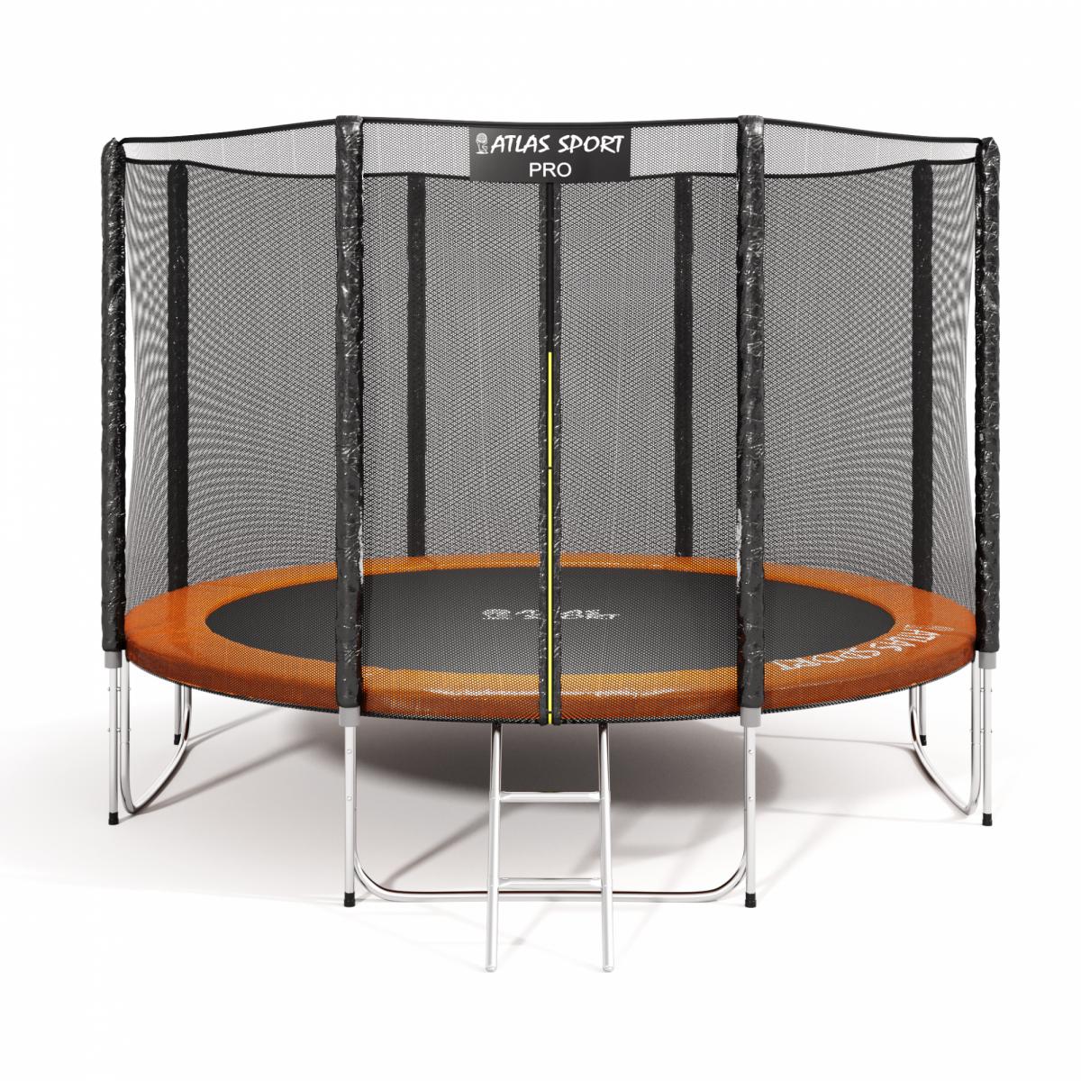 Батут Atlas Sport 404 см - 13ft PRO с внешней сеткой и лестницей ORANGE