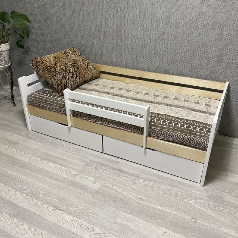 Кровать Ecodrev Классик с ящиками и бортиком (сканди)