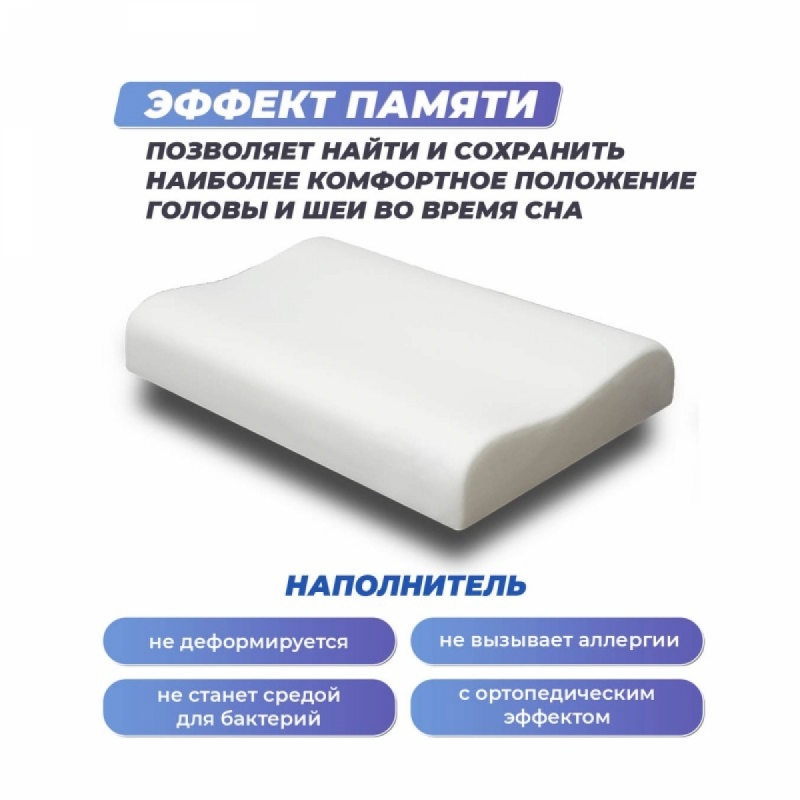 Анатомическая подушка Memory-2 S 50x30x8/11