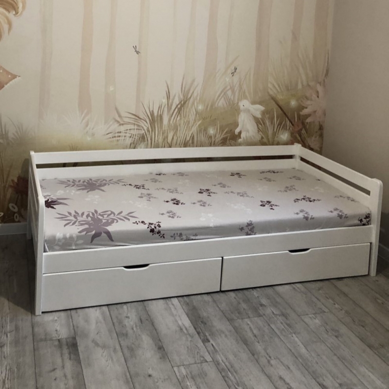Кровать Ecodrev Классик с ящиками без бортика (белая)