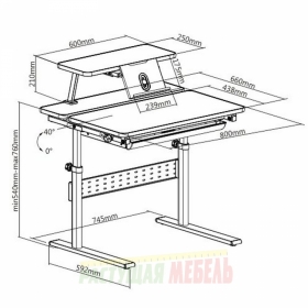 Детская парта Study Desk E202S с книжной полкой и подставкой для книг