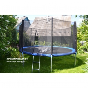 Батут Atlas Sport 404 см - 13ft PRO (усиленные опоры) с внешней сеткой и лестницей BLUE