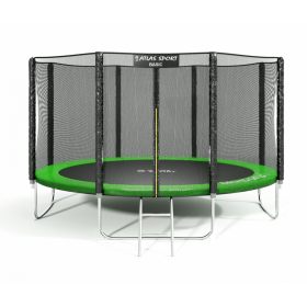 Батут Atlas Sport 374см - 12ft BASIC с внешней сеткой и лестницей GREEN