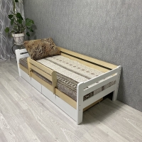 Кровать Ecodrev Классик с ящиками и бортиком (сканди)