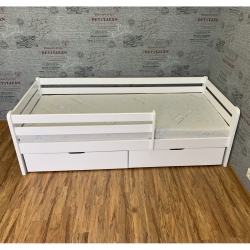 Кровать Ecodrev Классик с стационарным бортиком и ящиками (белая)