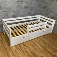 Кровать Ecodrev Классик с ящиками и бортиком (белая)