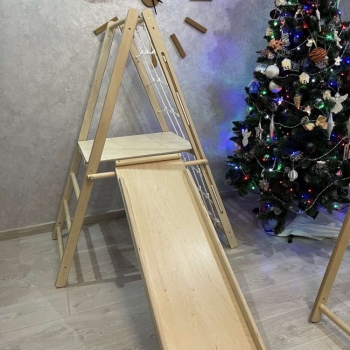 Модуль с опорной площадкой и горкой к спортивному комплексу Первые шаги складной Вариант 2 (лак)