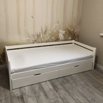 Кровать Ecodrev Классик с ящиками без бортика (белая)