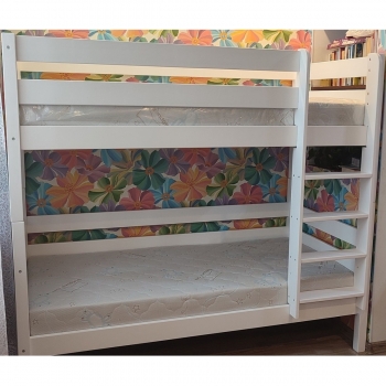 Двухъярусная кровать без нижнего бортика Альф maxi (белая)