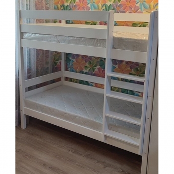 Двухъярусная кровать без нижнего бортика Альф maxi (белая)