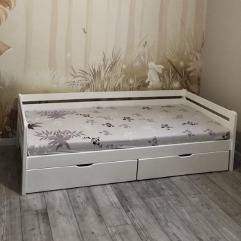Кровать Ecodrev Классик с ящиками без бортика (белая)
